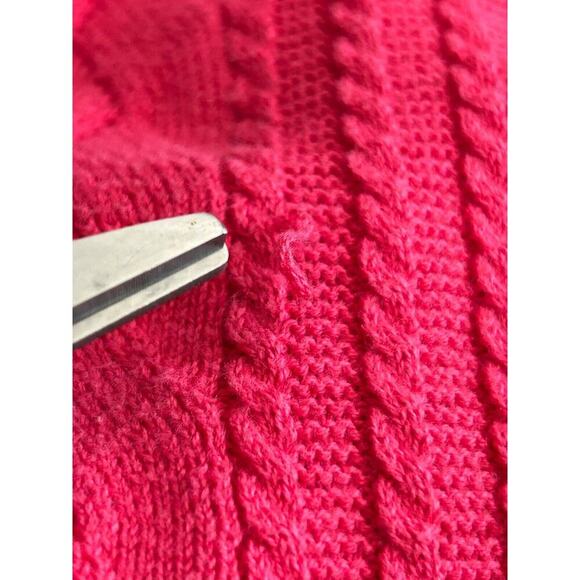 Talbots Sweater Womens Sz 1X Pink Cotton Long Sleeve Cable Knit V-Neck Pullover - Picture 4 of 10